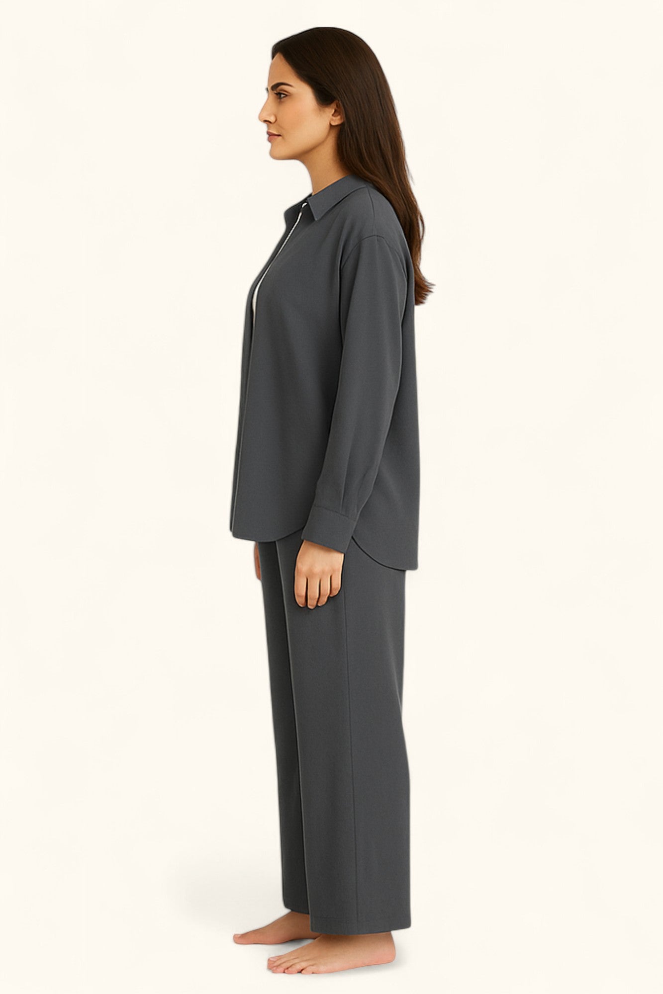Lina Modest Linen Set – Breathable Elegance for Summer - Dark Grey