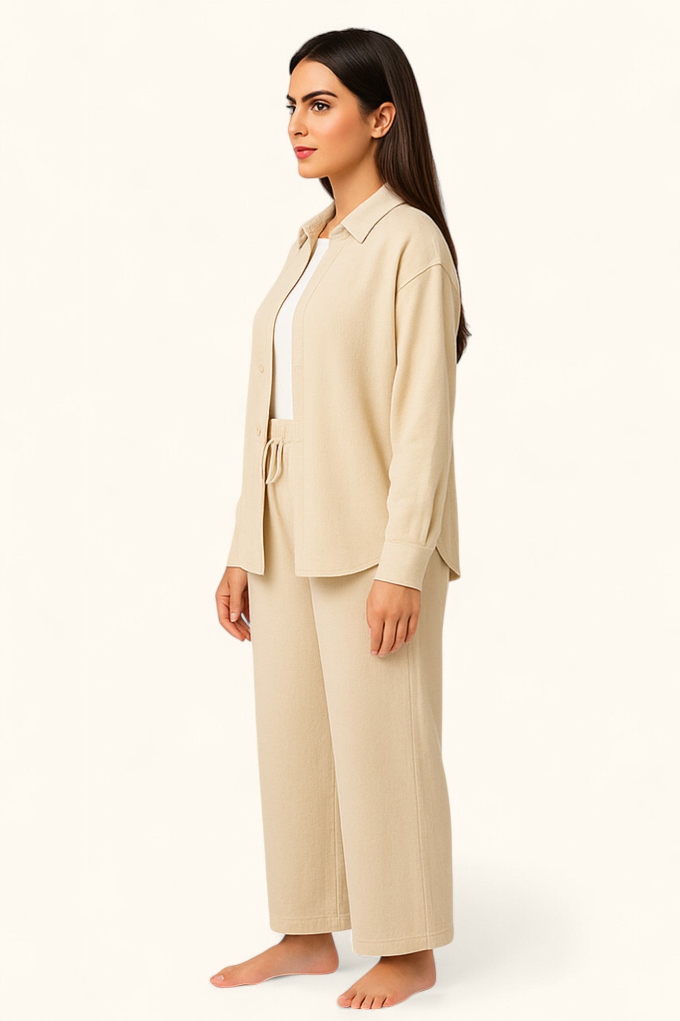 Lina Modest Linen Set – Breathable Elegance for Summer - Off-White