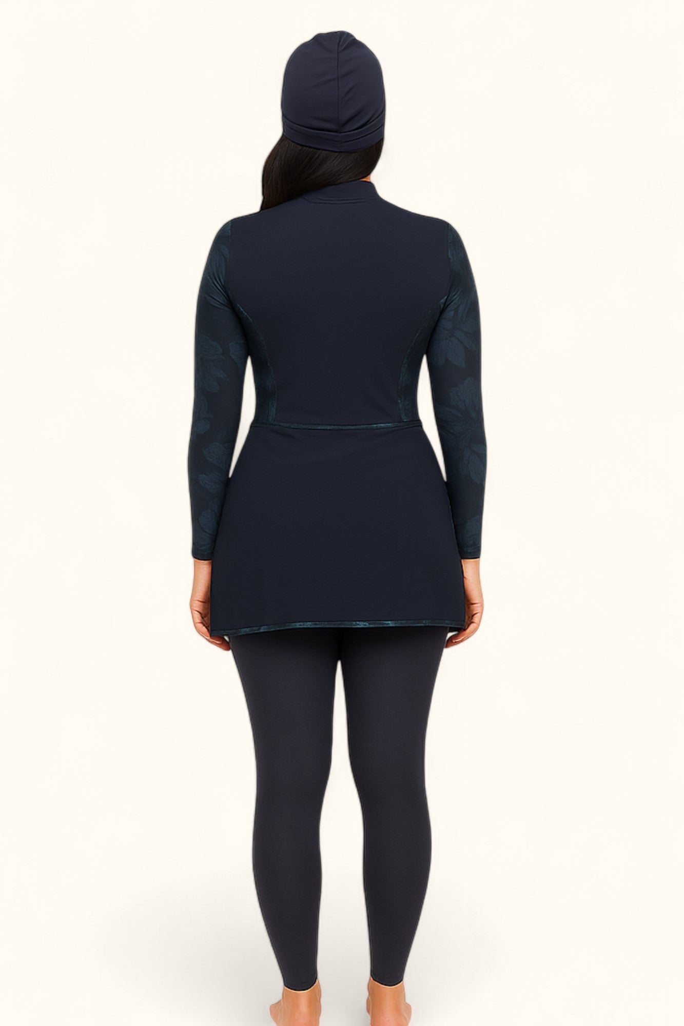 MODEST MIRA - Cross-over burkini - Half Blue Leaves