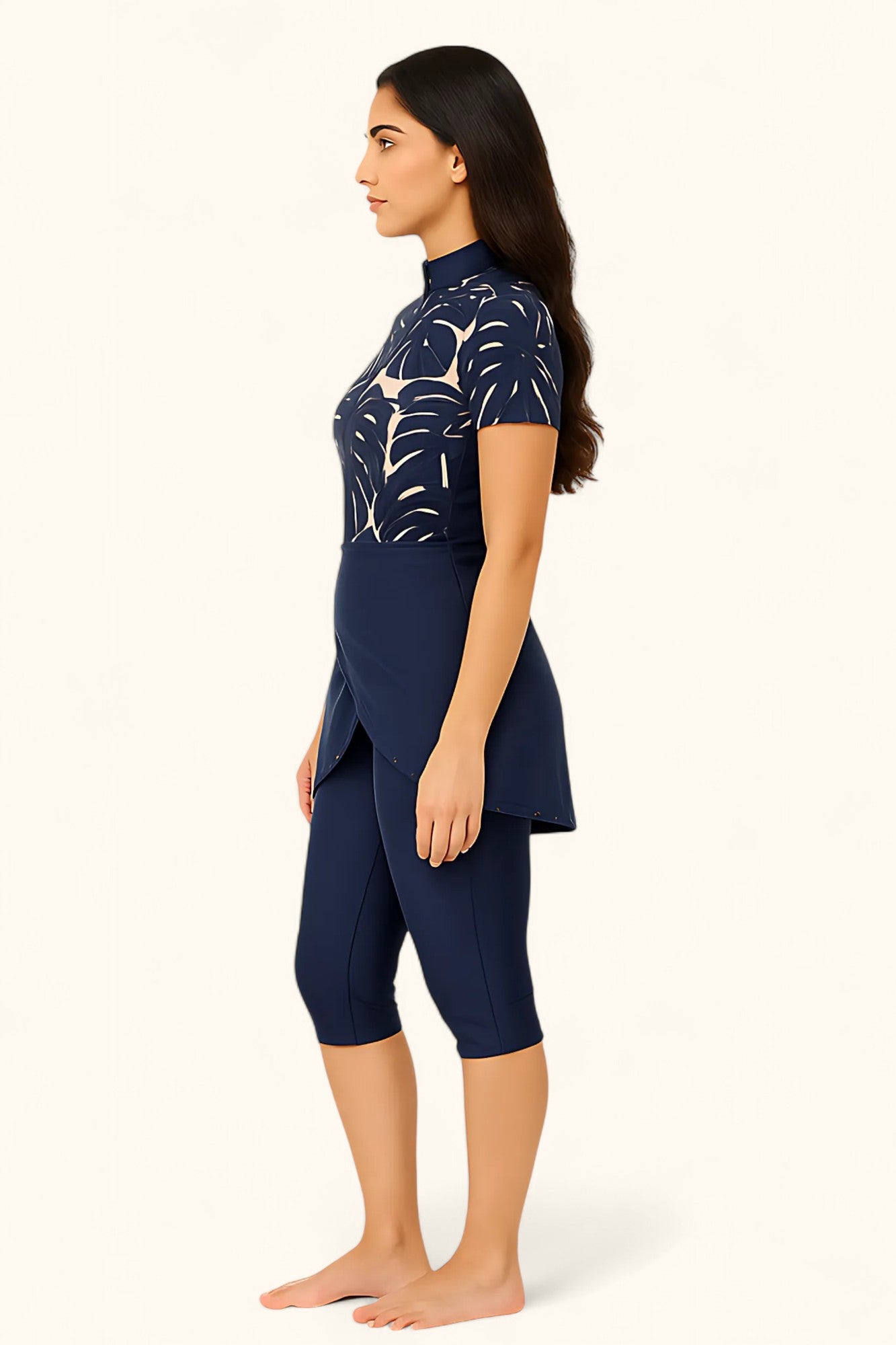MODEST NOURA - Short Sleeves & Capri Pants Burkini - Blue Palms