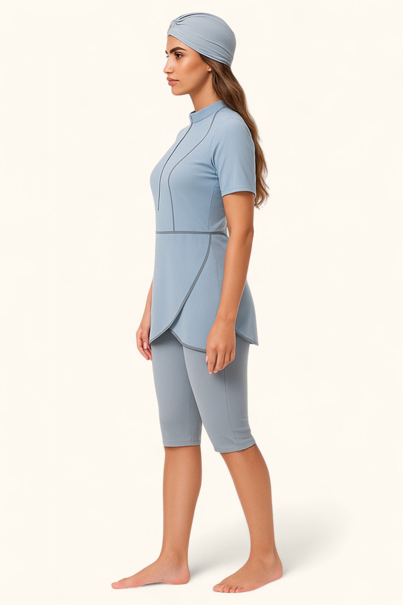 MODEST NOURA - Short Sleeves & Capri Pants Burkini - Light Blue