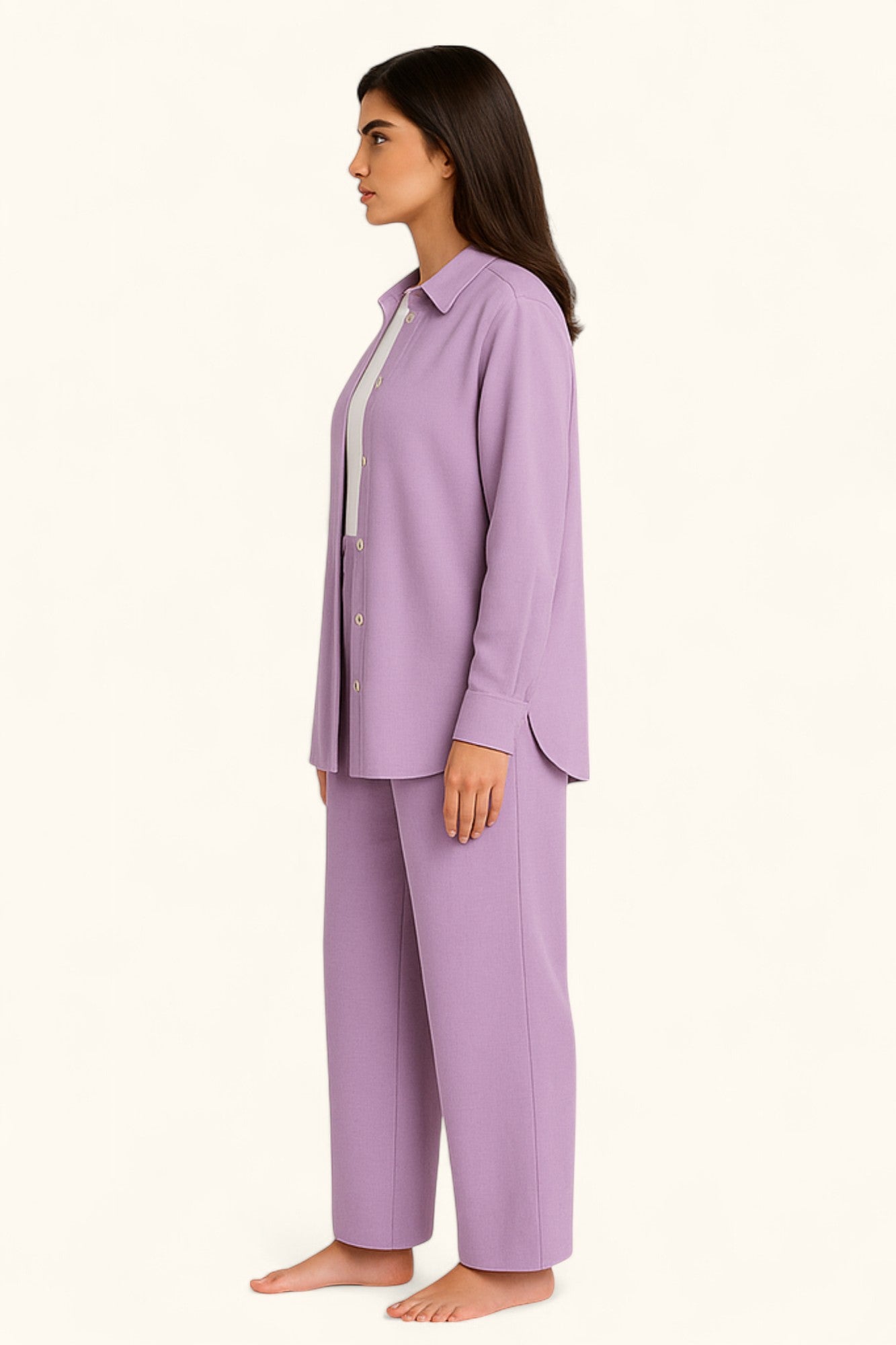 Lina Modest Linen Set – Breathable Elegance for Summer - Purple