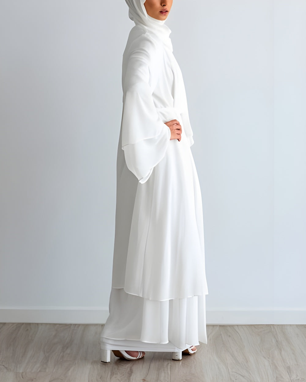 Nayla Abaya with Hijab - White