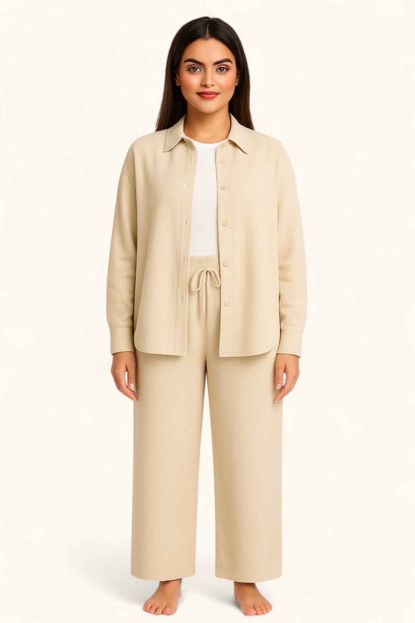 Lina Modest Linen Set – Breathable Elegance for Summer - Off-White