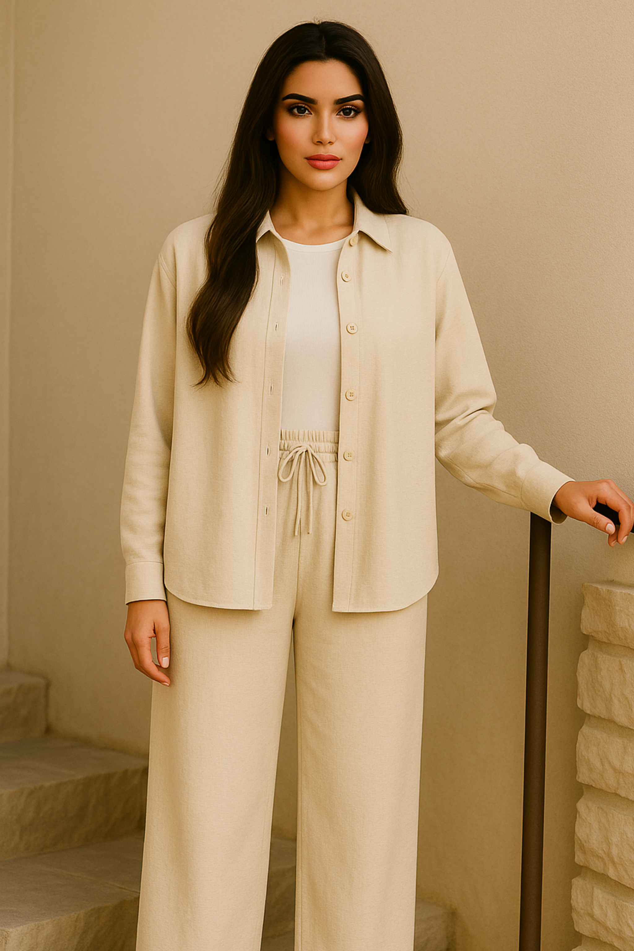Lina Modest Linen Set – Breathable Elegance for Summer - Off-White