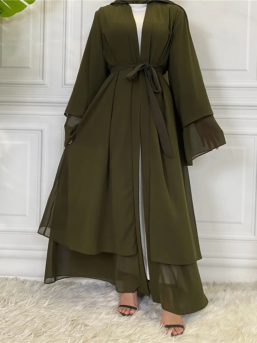 Nayla Abaya with Hijab - Army Green