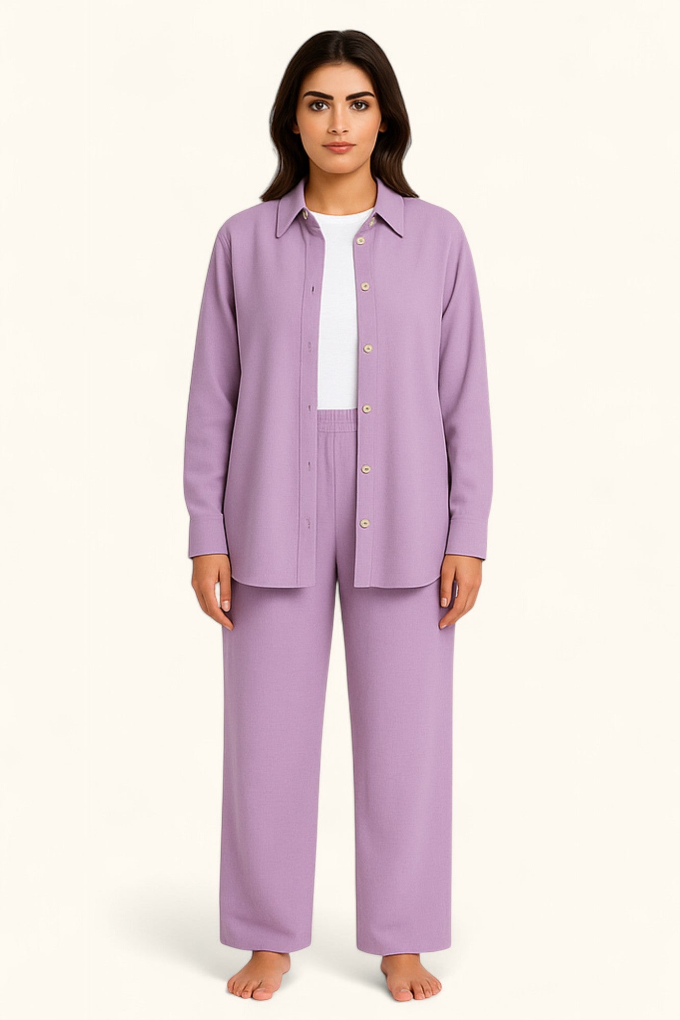 Lina Modest Linen Set – Breathable Elegance for Summer - Purple