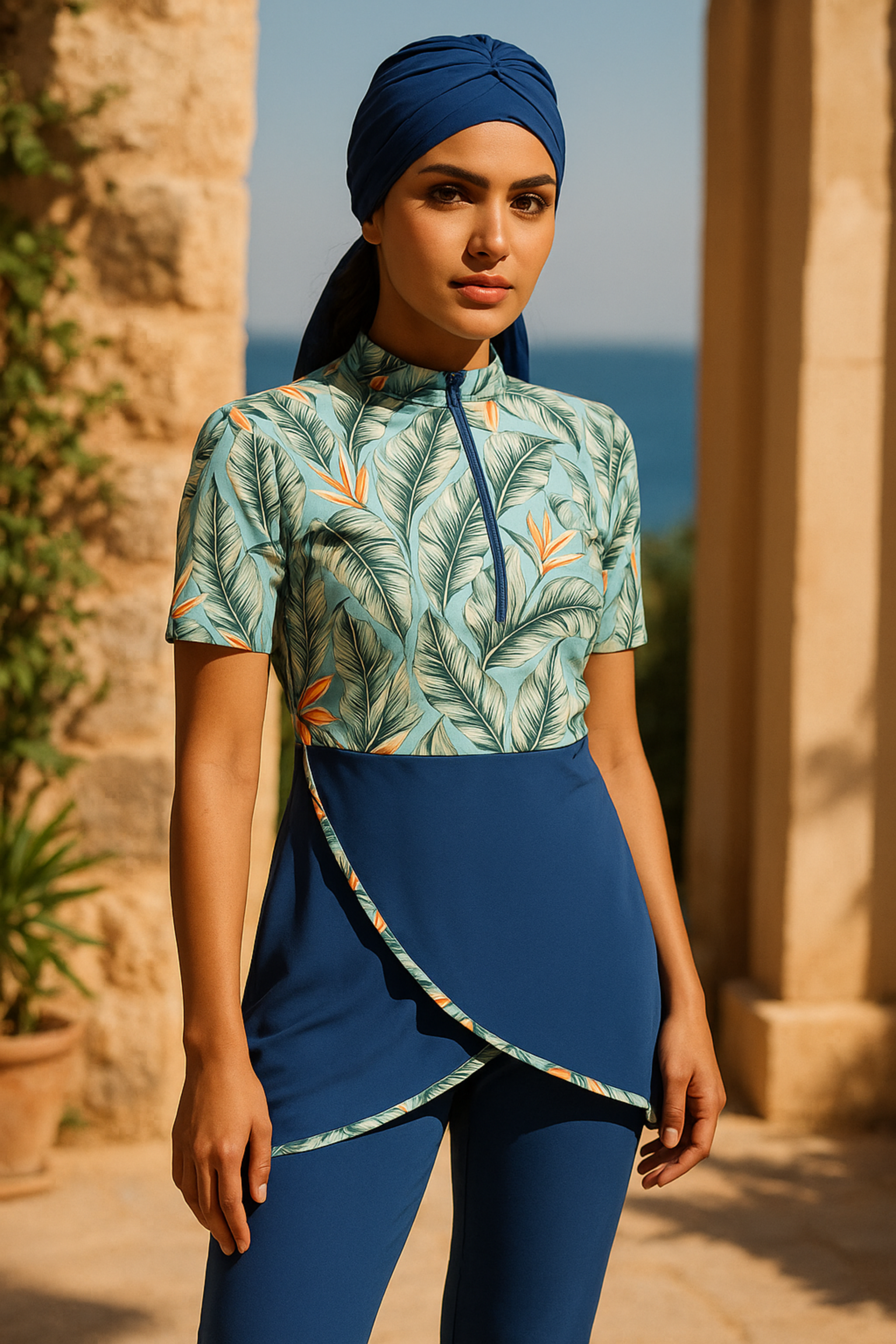 MODEST NOURA - Short Sleeves & Capri Pants Burkini - Tropical