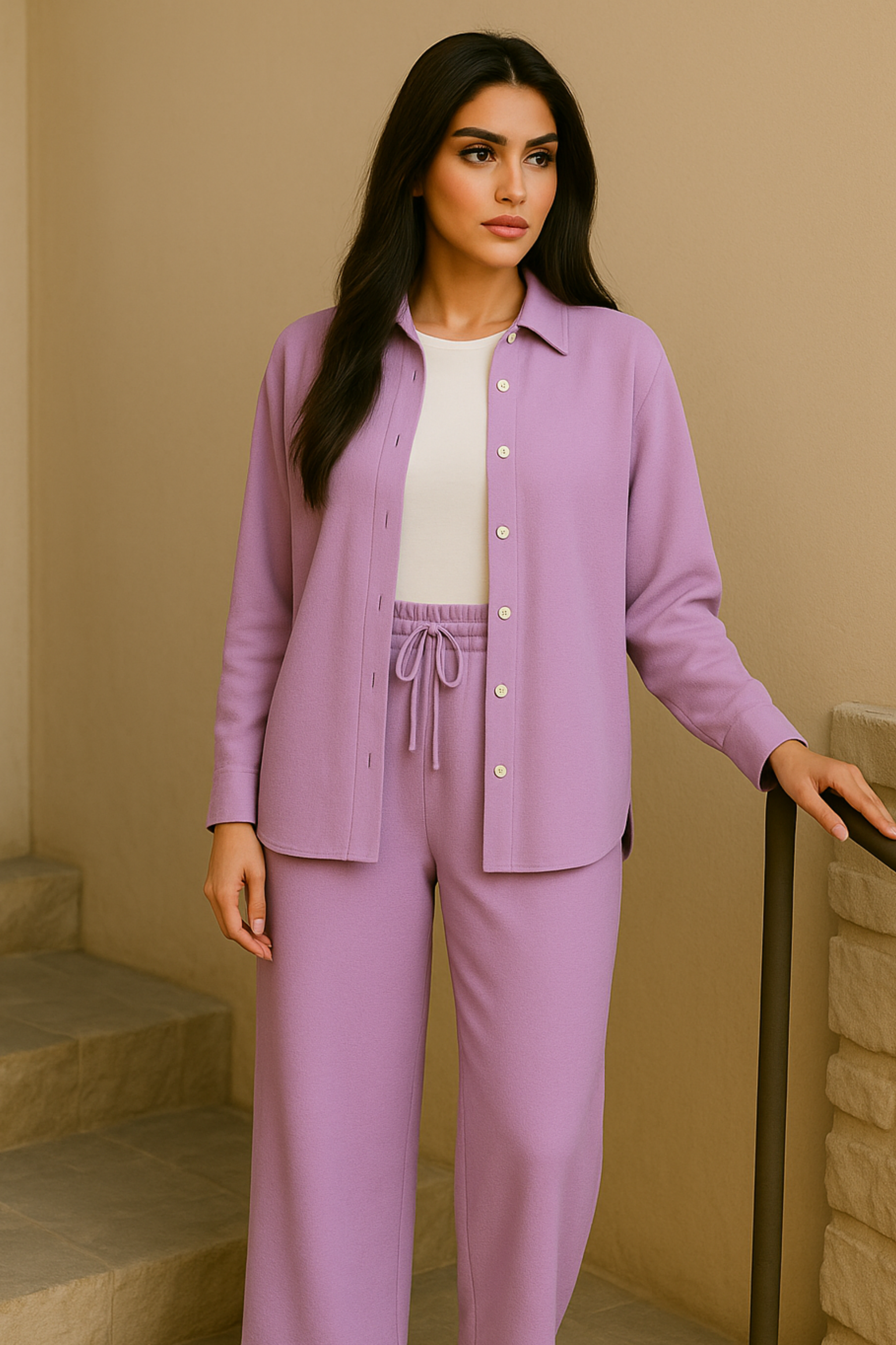 Lina Modest Linen Set – Breathable Elegance for Summer - Purple