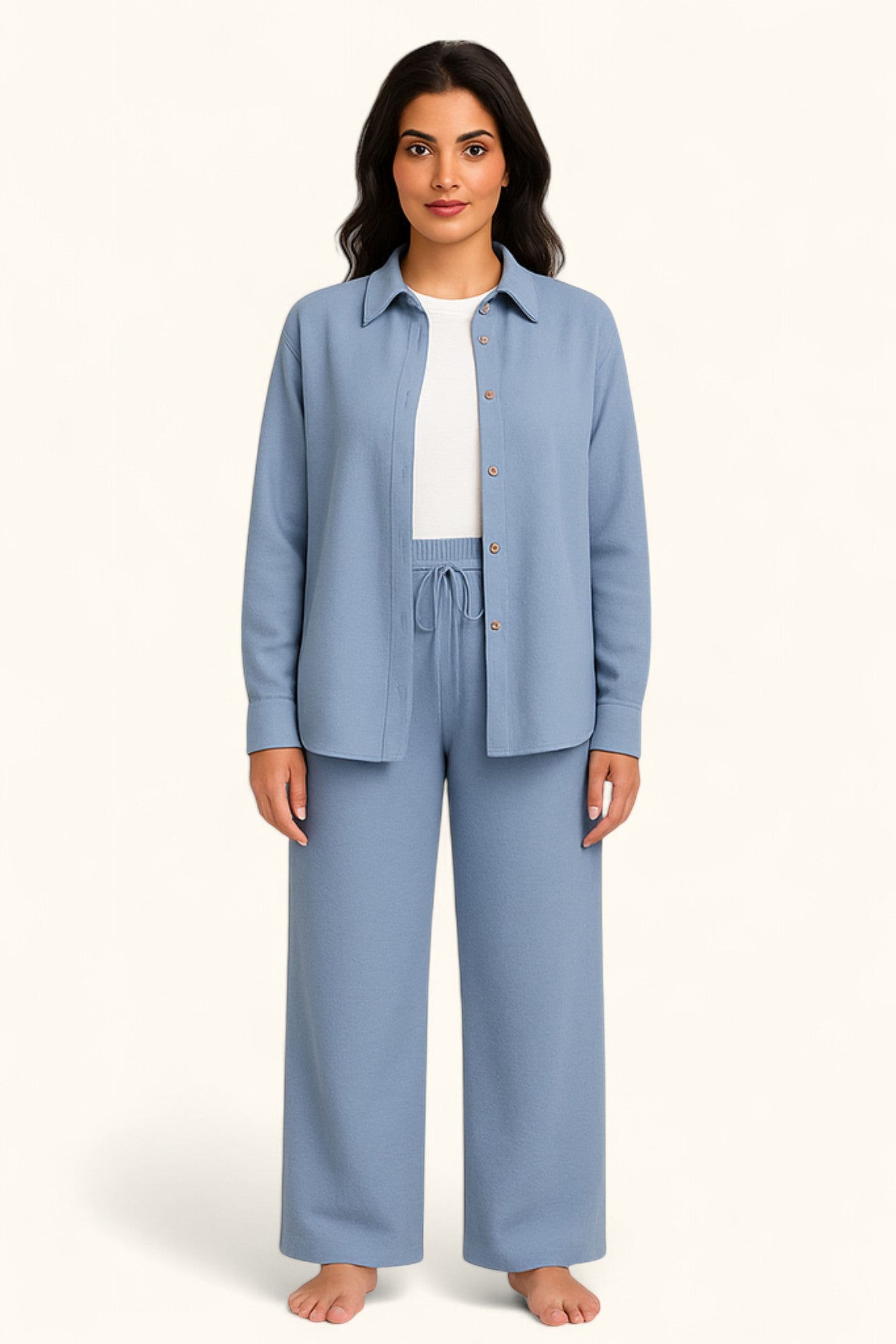 Lina Modest Linen Set – Breathable Elegance for Summer - Blue