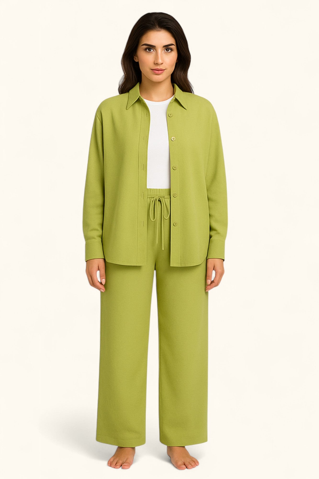 Lina Modest Linen Set – Breathable Elegance for Summer - Green