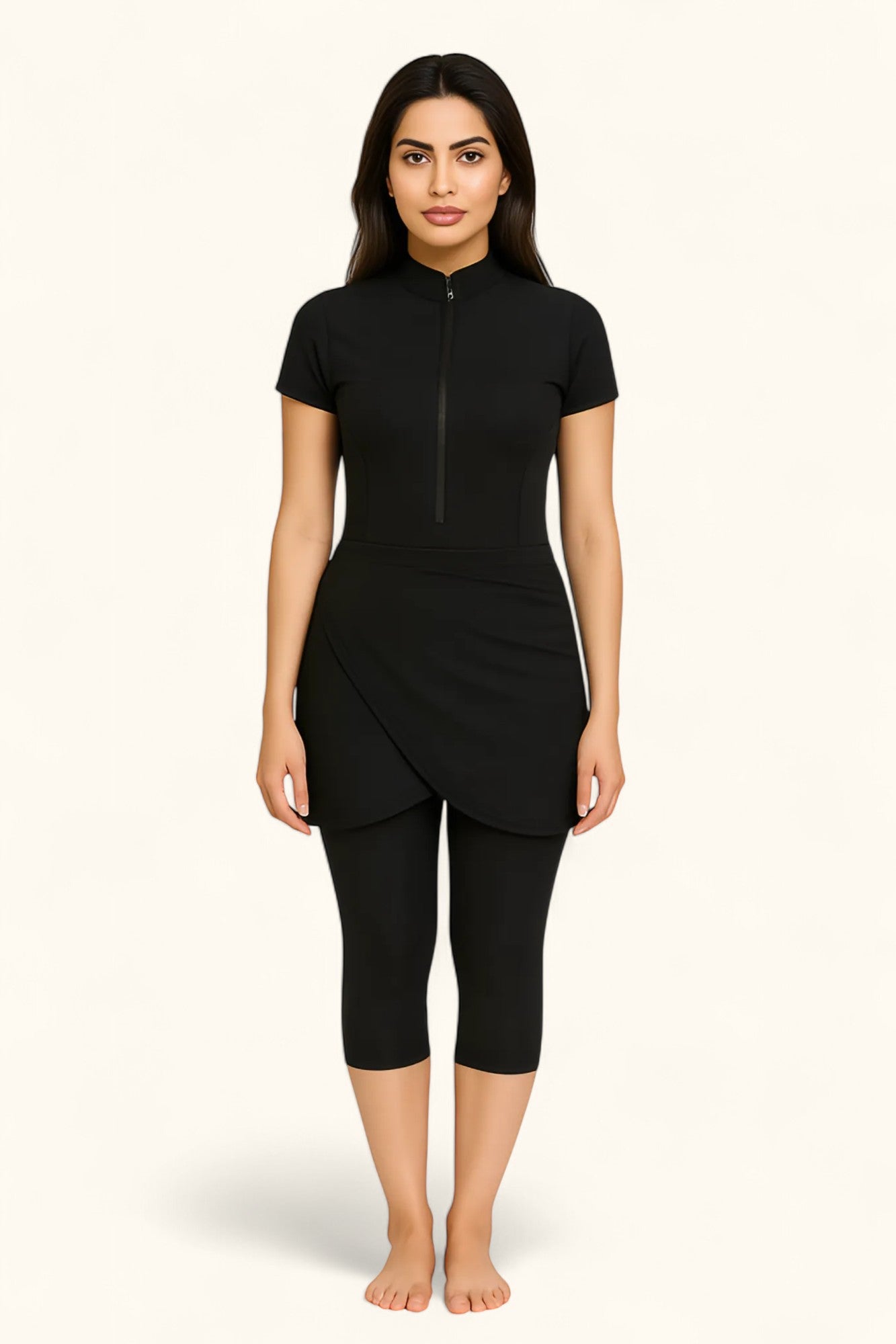MODEST NOURA - Short Sleeves & Capri Pants Burkini - Black
