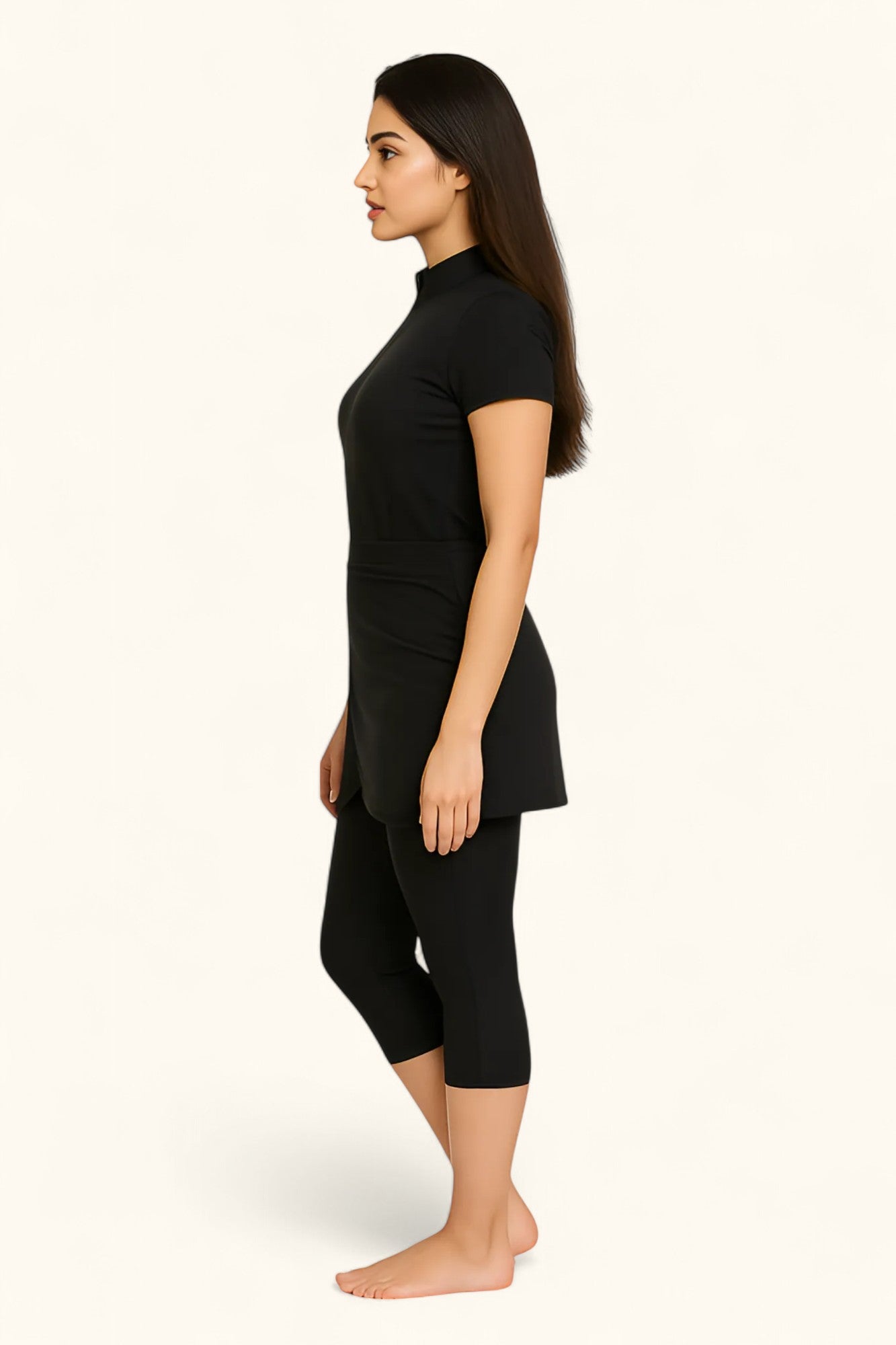 MODEST NOURA - Short Sleeves & Capri Pants Burkini - Black