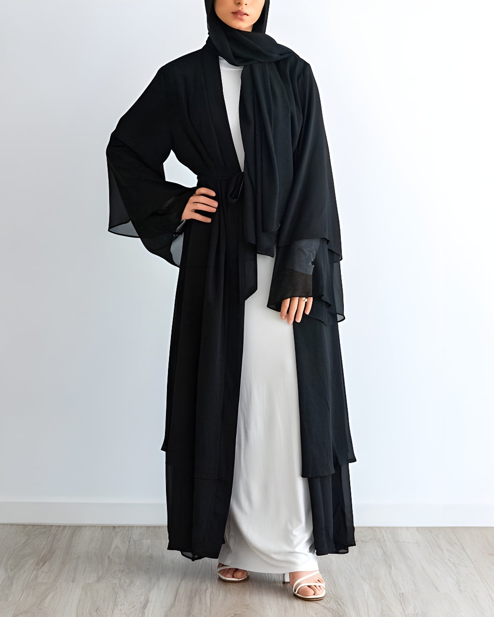 Nayla Abaya with Hijab - Black