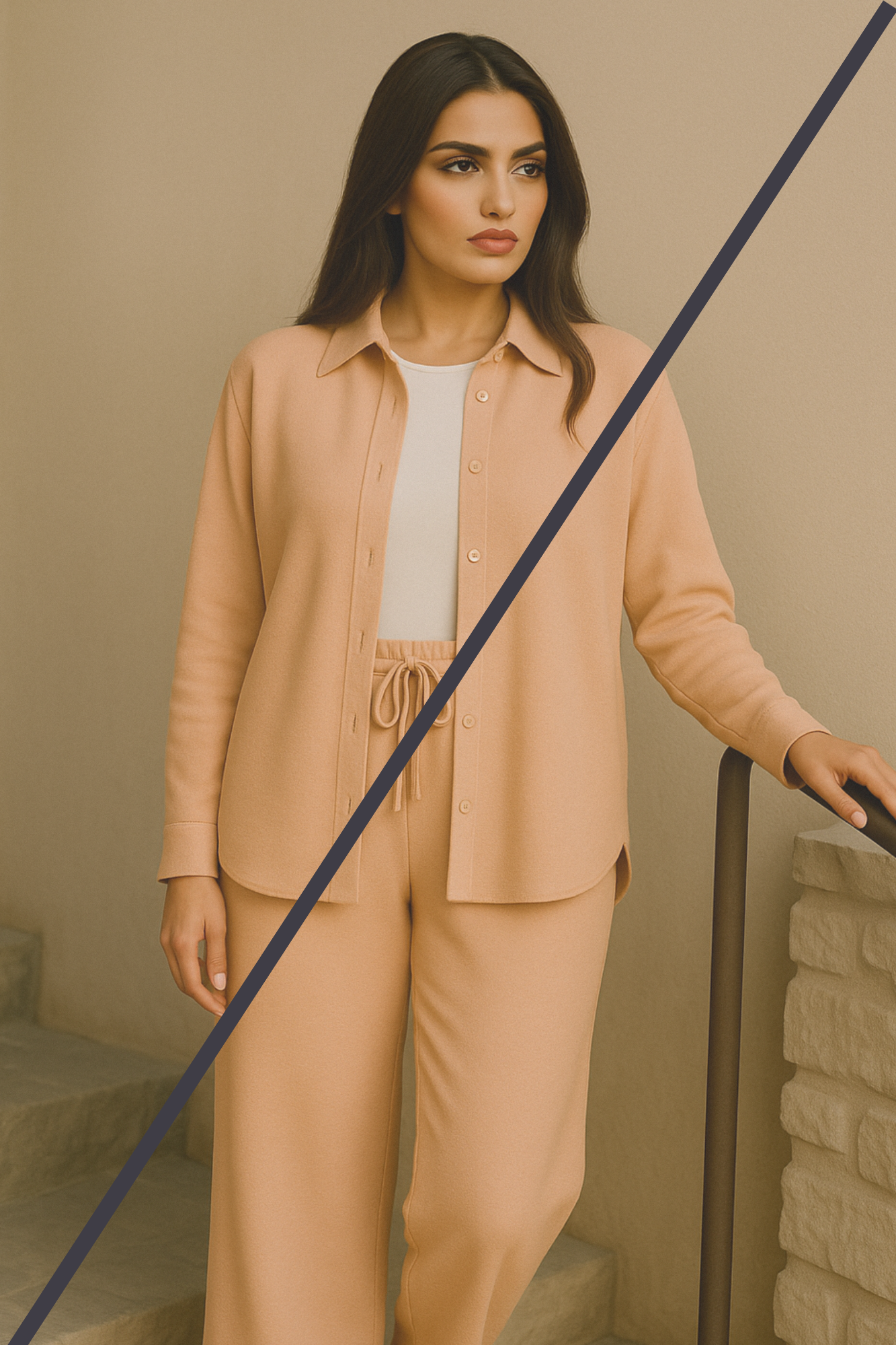 Lina Modest Linen Set – Breathable Elegance for Summer - Salmon Pink