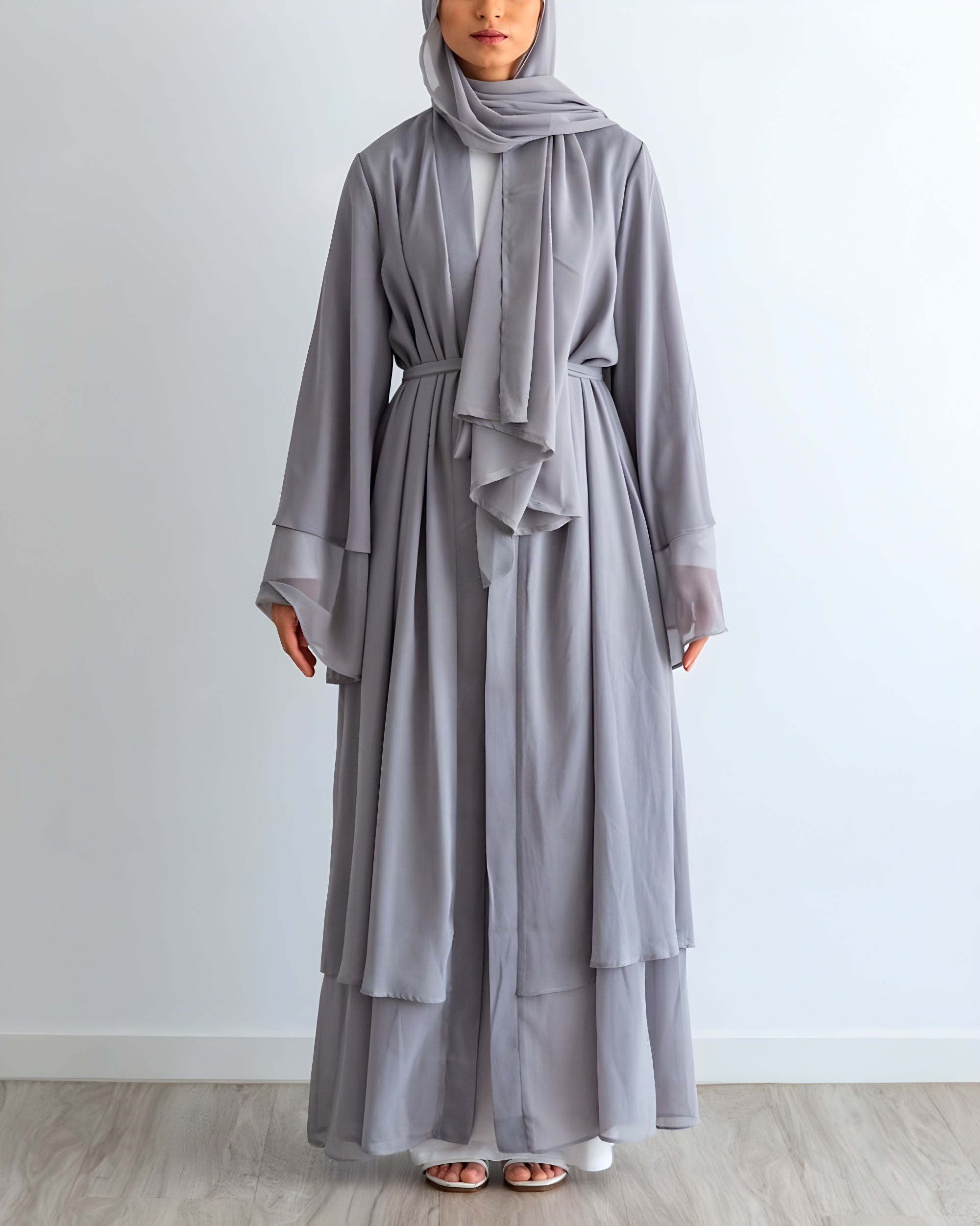 Nayla Abaya with Hijab - Gray