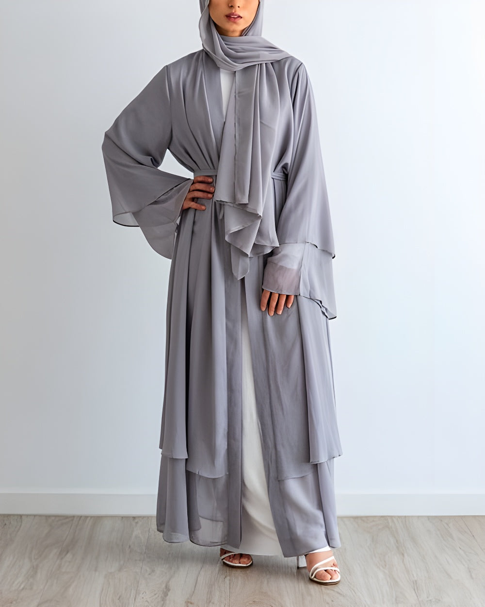 Nayla Abaya with Hijab - Gray