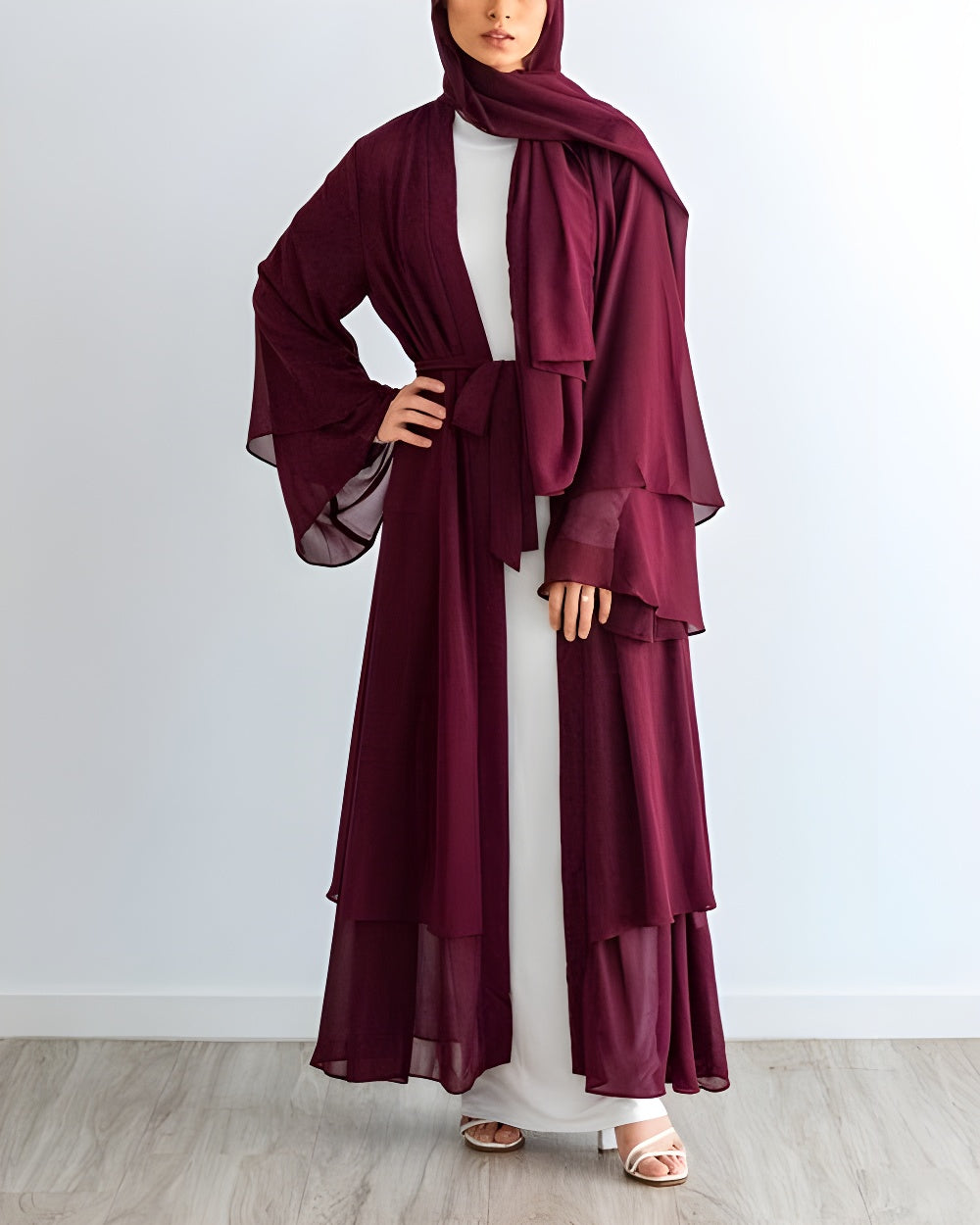 Nayla Abaya with Hijab - Red