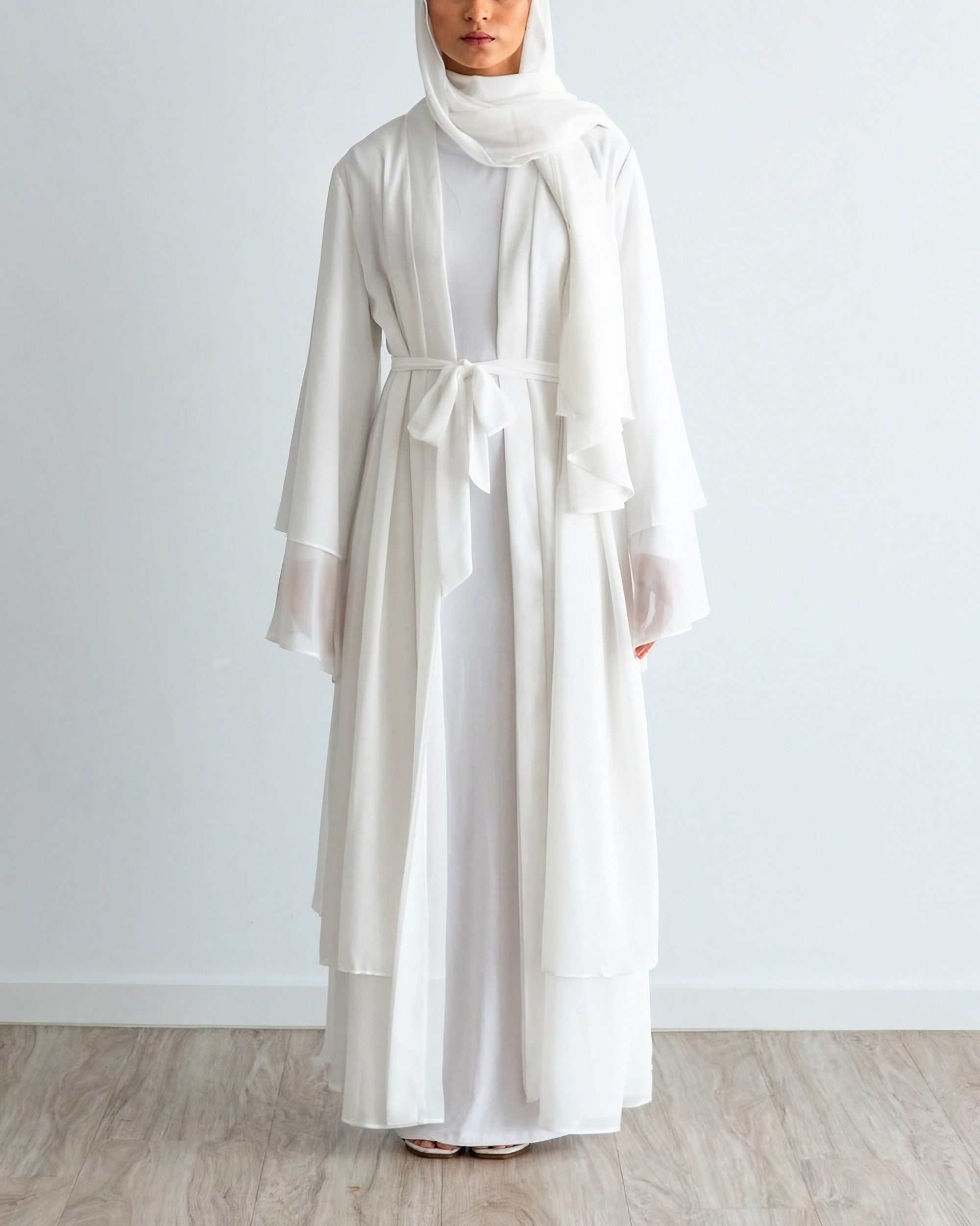 Nayla Abaya with Hijab - White